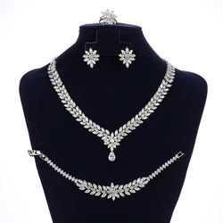 Jewelry Set HADIYANA Bridal Wedding Party Necklace Bracelet Ring Earrings Jewelry Gorgeous High Quality Set BN8543 Collane Donna