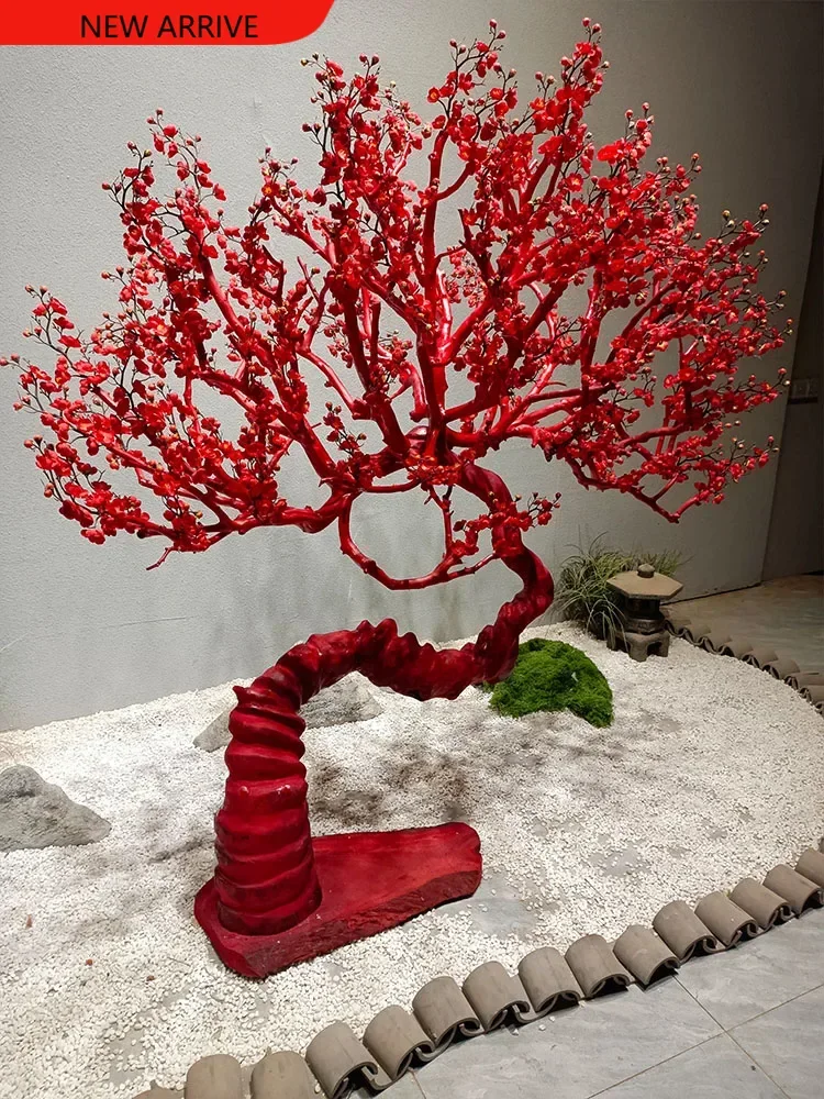 

X Simulation Red Shaped Tree Plum Tree Landscape Tree Indoor Greenery Fake Trees Floor Ornaments