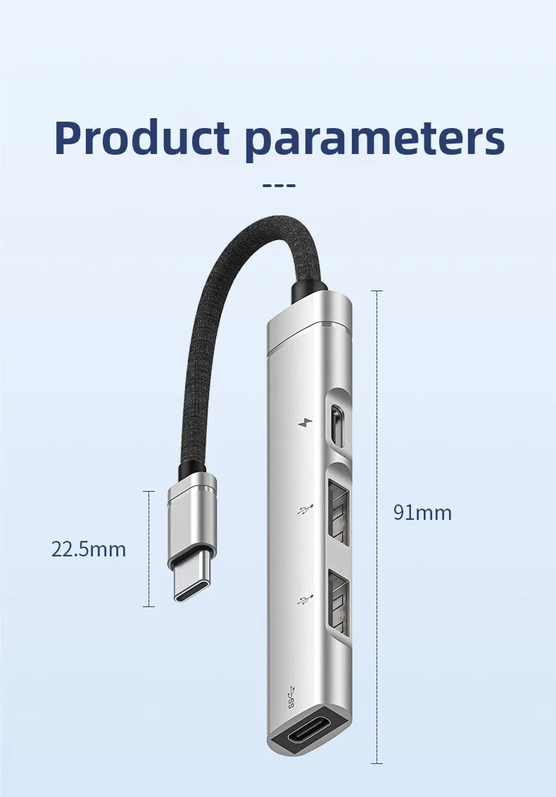 USB-C-Hub PD+Audio, Typ-C-Multiport-Adapter für Huawei iPad, 3,5mm+USB+PD – Detail 11