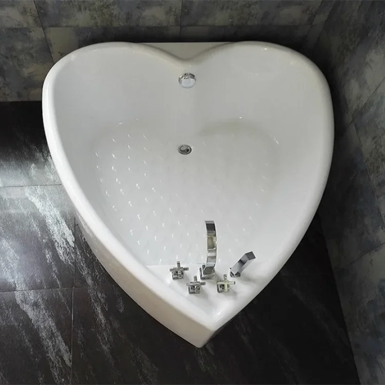 Baignoire noire autoportante en form de coeur، 1.5 متر، أكريليك، زوجين مزدوجين، تصفح integré en form de cuore، valide