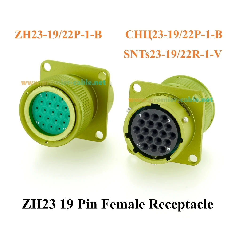 ZH23 Series 19 Pin Female Receptacle Connector, ZH23-19/22P-1-B, СНЦ23-19/22P-1-B, SNTs23-19/22R-1-V