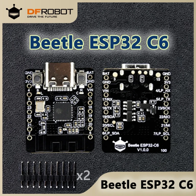 DFRobot Beetle ESP32 C6 Mini IoT Deve Board Support BLE WiFi Zigbee Thread Battery Charging for Wireless Smart Wearable Device