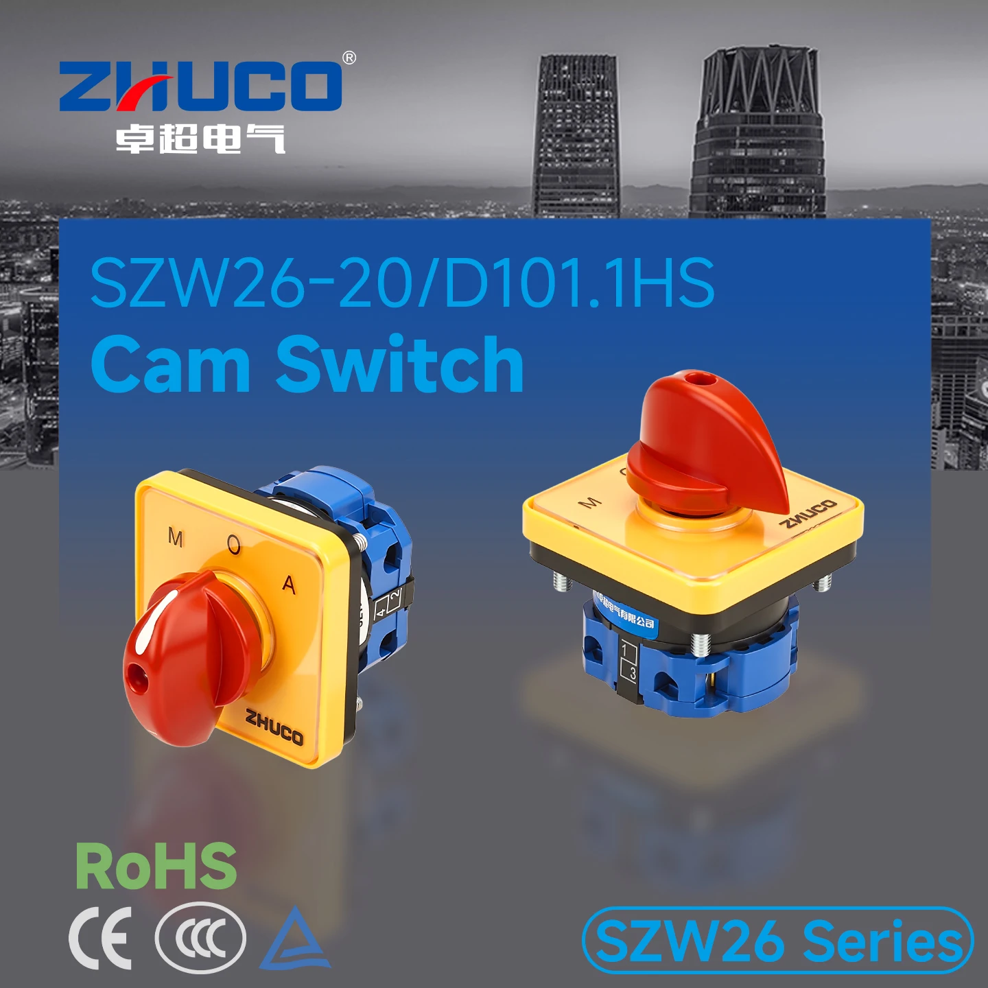 Szw26-20/D101.1Hs, Panneau Moa, Commutateur Rotatif à Cames 1 Pôle 3 Positions à Contact Argenté