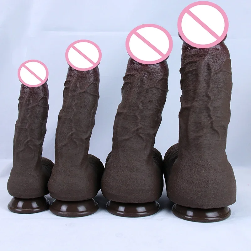 Coffee Realistic Big Silicone Dildo Women Erotic Anal Sex Toys Gay Soft Clitoris Vaginal Anal Penis Suction Dick Masturbators - view 6