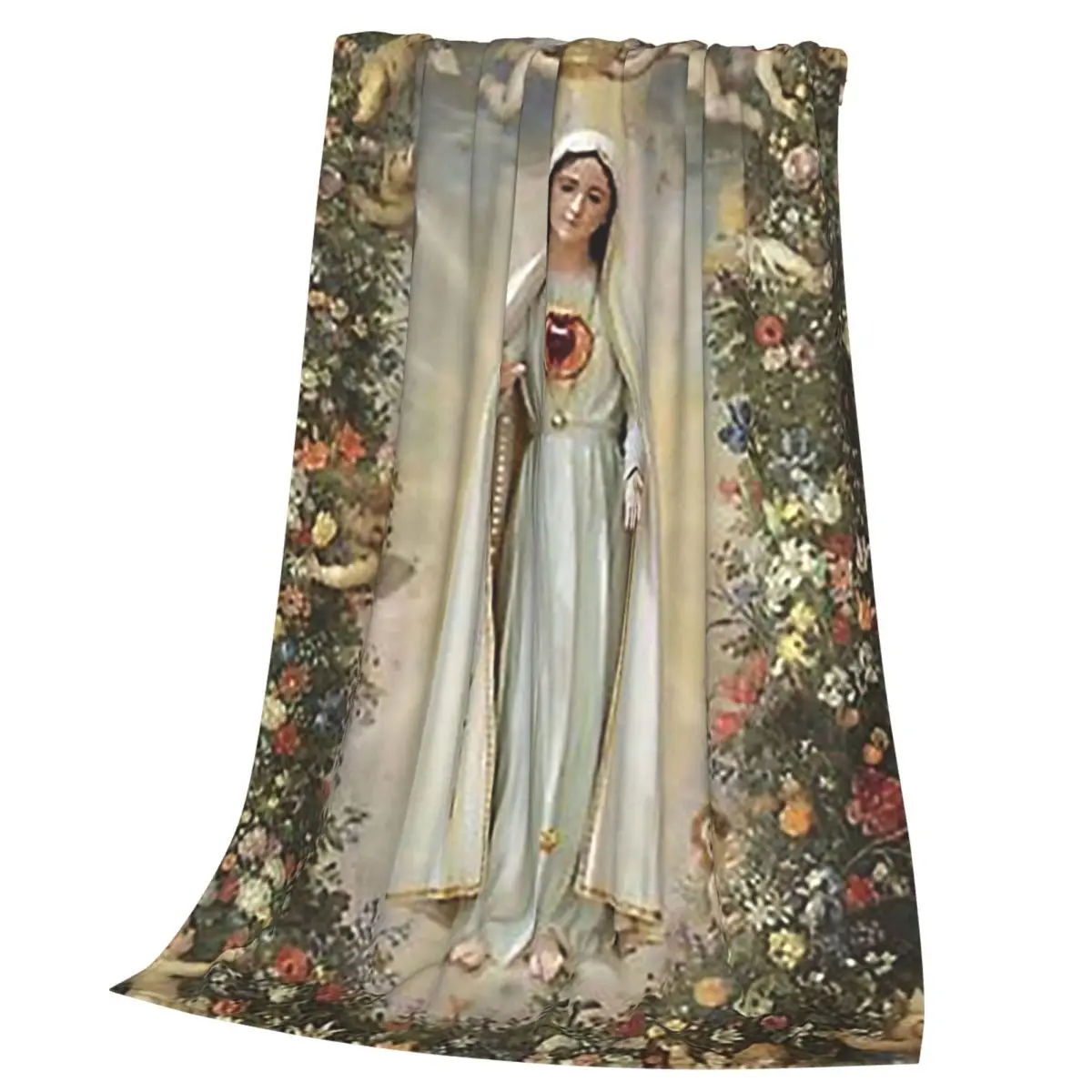 Virgin Mary Immaculate Heart Of Mary Mother Of God Our Lady Blanket Warm Flannel Throw Blanket Plush for Bed Travel Home Sofa