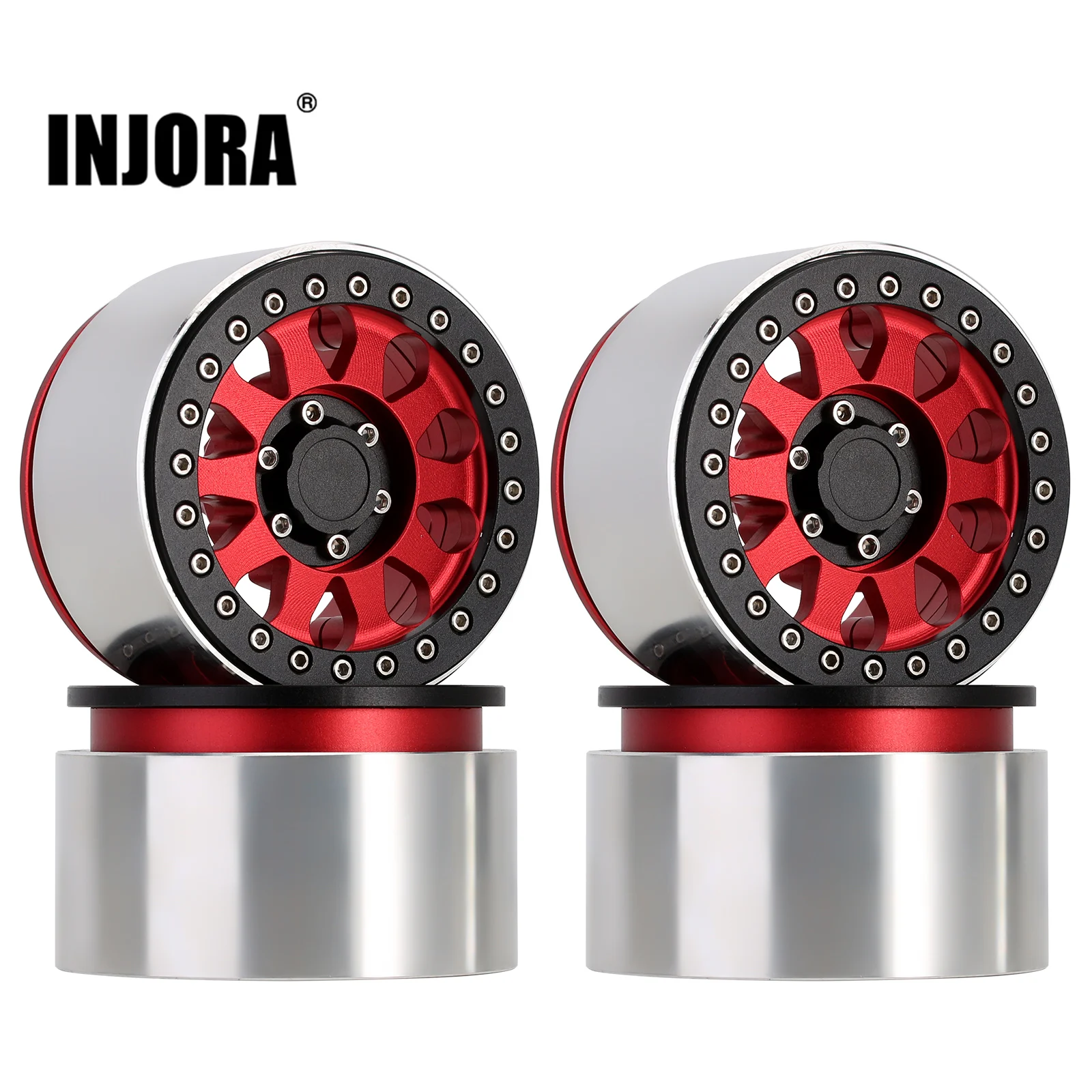 INJORA CNC Aluminum 2.9 Beadlock Wheel Rim Hub for 1/6 RC Crawler Car Axial SCX6 Jeep JLU Wrangler Trail Honcho 4WD RTR