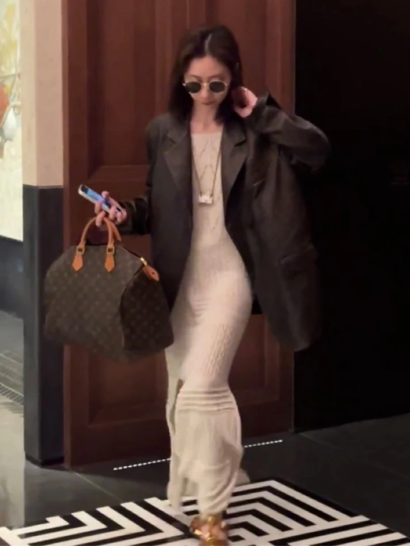 VIVI en cuir véritable surdimensionné décontracté Jaet eepskin Long manteau femmes Sle trajet vent couleur Pure boutonné manteau