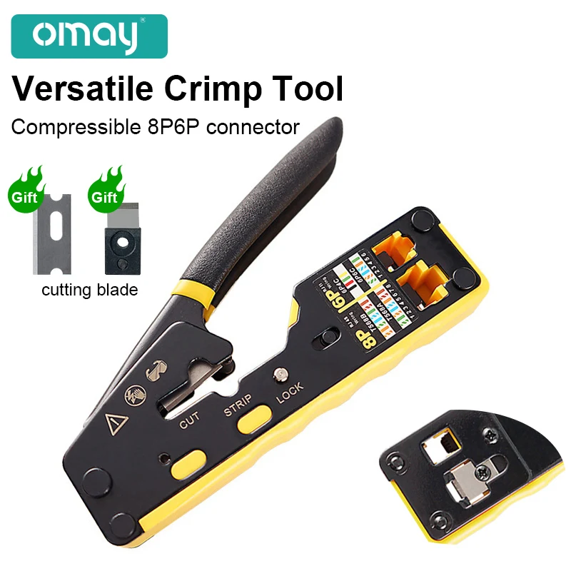 RJ45 Versatile Crimp Tool Pass Through Crimper Cutter for 6P/8P/8C Modular Connector Ethernet All-in-one Wire Tool