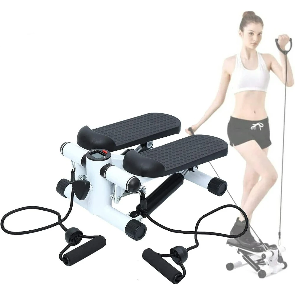 Stair Stepper with Resistance Bands, Waist Fitness Twister Step Machine for Full Body, Portable Stair Climber Exercise Machine