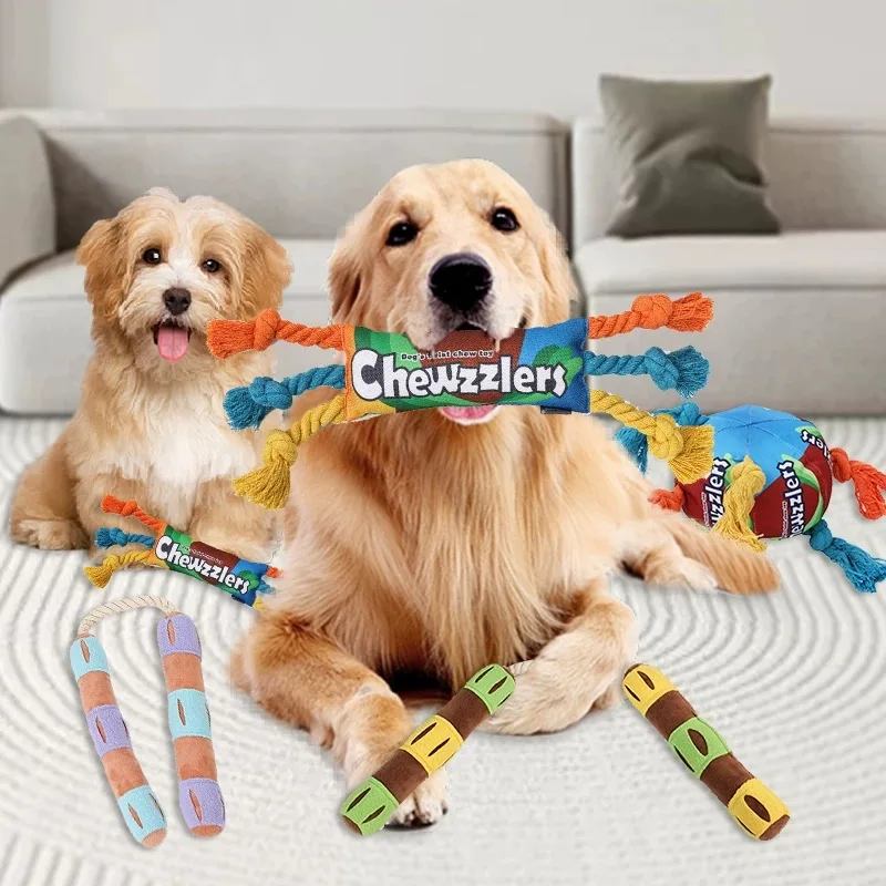 

Puppy colorful Cotton Chew Rope Knot Toy Durable Dog Cleaning Teeth Braided Bone Rope Pet Dog Accessories Puppy Dogs#