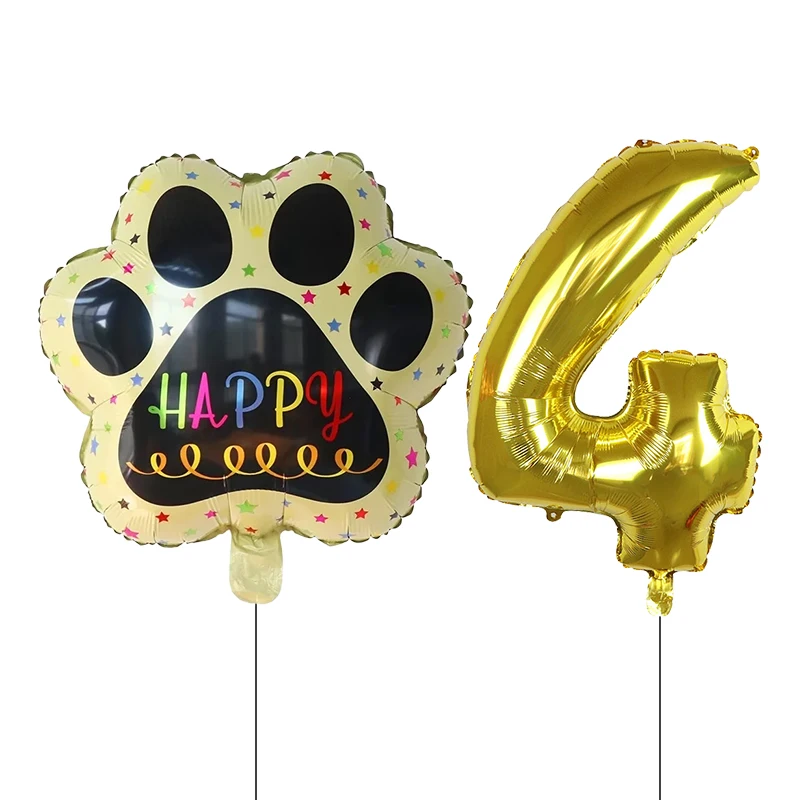 2 pieces/set Let us Pawty Big Dog PAWS Aluminum Balloons 30 inch figure 1 2 3 4 year old birthday party decoration Balloon Baby