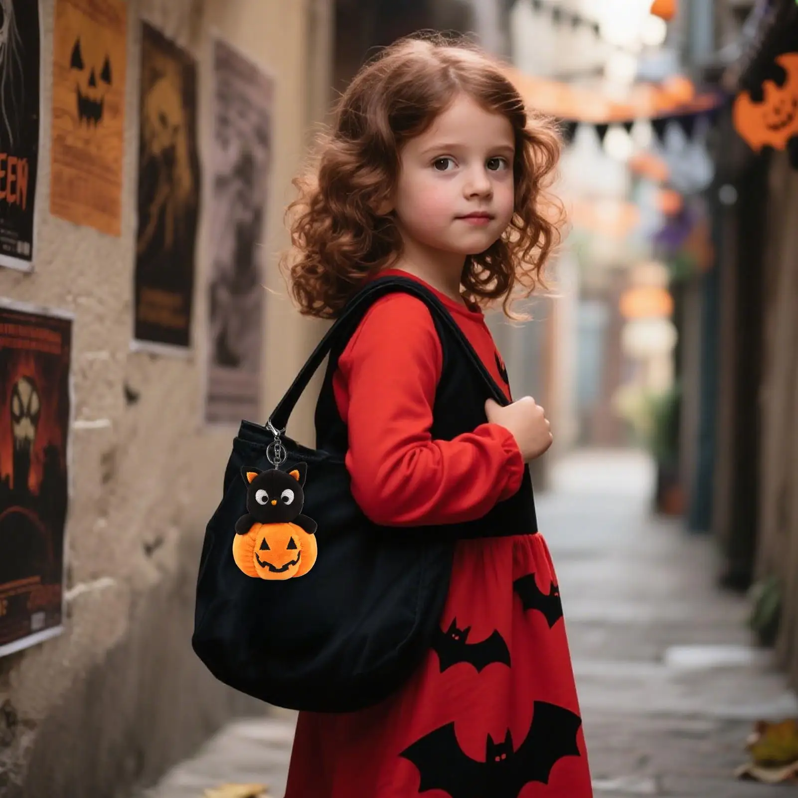 Breloczek Pluszowy na Halloween Mały Pluszowy Breloczek Uroczy Wypchany Duch Dynia Postać Zawieszka Dla Kobiet Mężczyzn Torebka Plecak