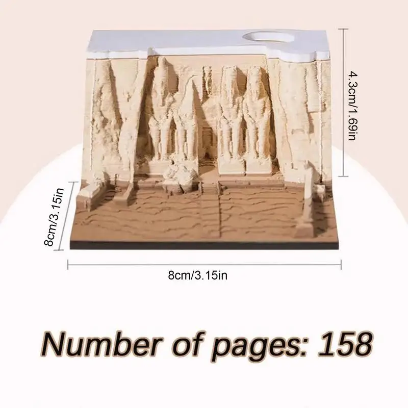 Memo Pads กระดาษศิลปะประติมากรรมวัด Tear-Away Notepad กระดาษแกะสลักศิลปะหัตถกรรม Sticky MeMO Pad พร้อมผู้ถือปากกาฝาครอบ