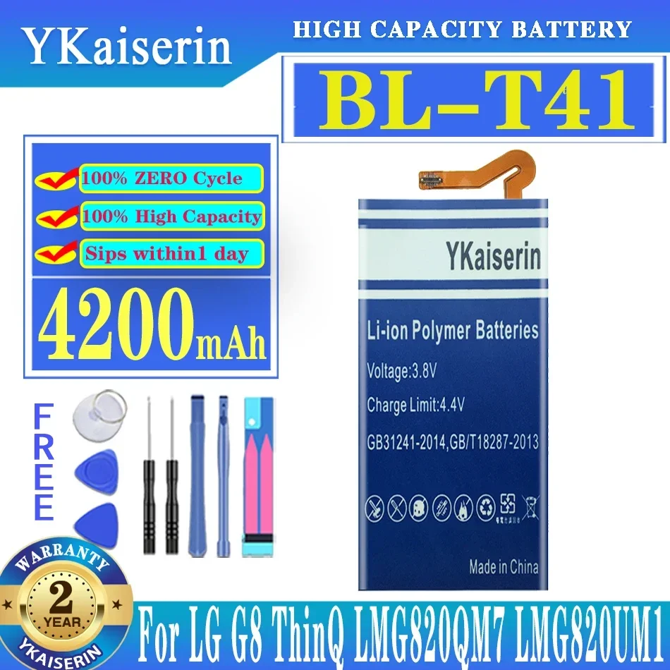 YKaiserin BL-T41 4200mah Battery For Lg G8 ThinQ BL T41 LMG820QM7 LMG820UM1 LM-G820UMB LMG820UM0 LM-G820N Batteria