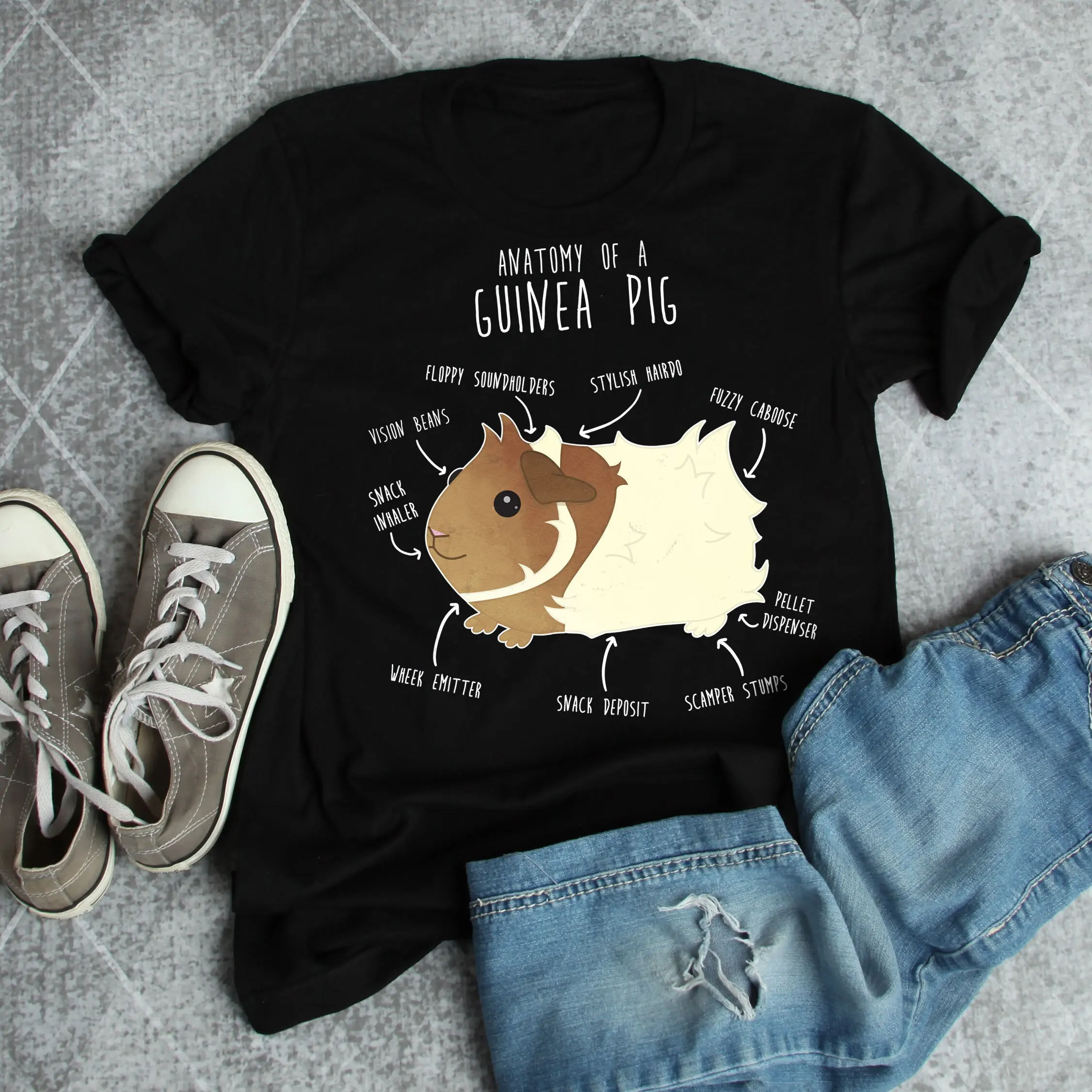 Funny Guinea Pig T Shirt Abyssinian Lover Cute Cavy Pet Cavies Rodent Anatomy Pocket Mom Dad