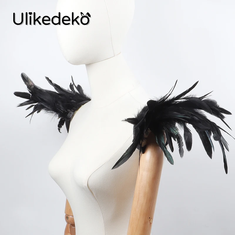 Gothic Feather Shawl Shrugs Bolero Feather Shoulder Wrap Cape Wedding Party Halloween Cosplay Rave Carnival Luxury Feather Wings