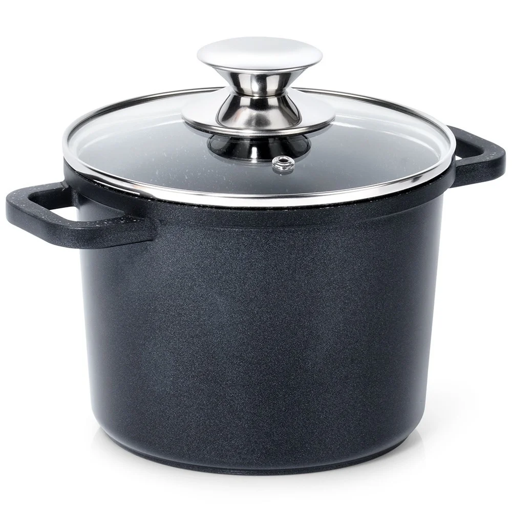 Granieten Pot Met Glazen Deksel Hoge Grande 2 L