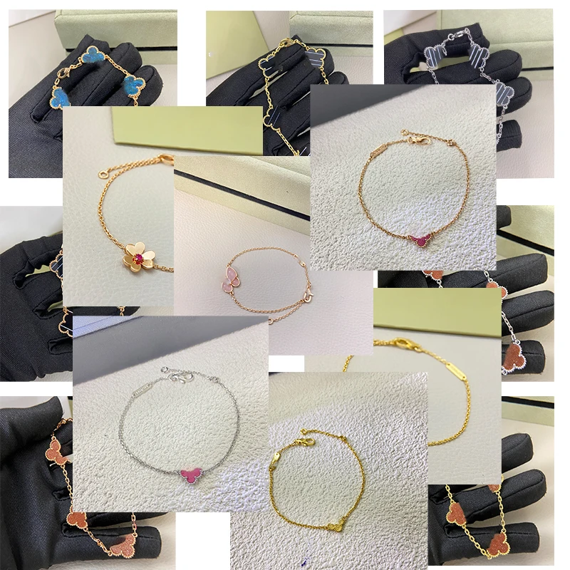 

Классический открытый браслет из стерлингового серебра 925 пробы с четырьмя лепестками клевера, подарок для пары