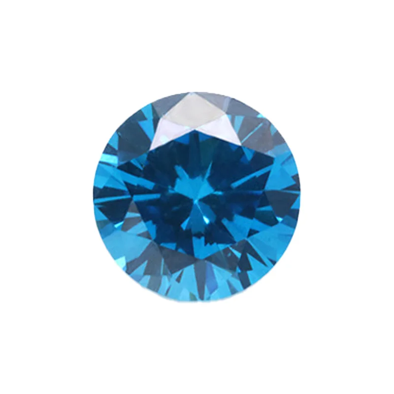 Size 3.0~10mm AAAAA Round CZ Stone European Machine Cut Middle Blue Zircon Synthetic Gems Cubic Zirconia For Jewelry