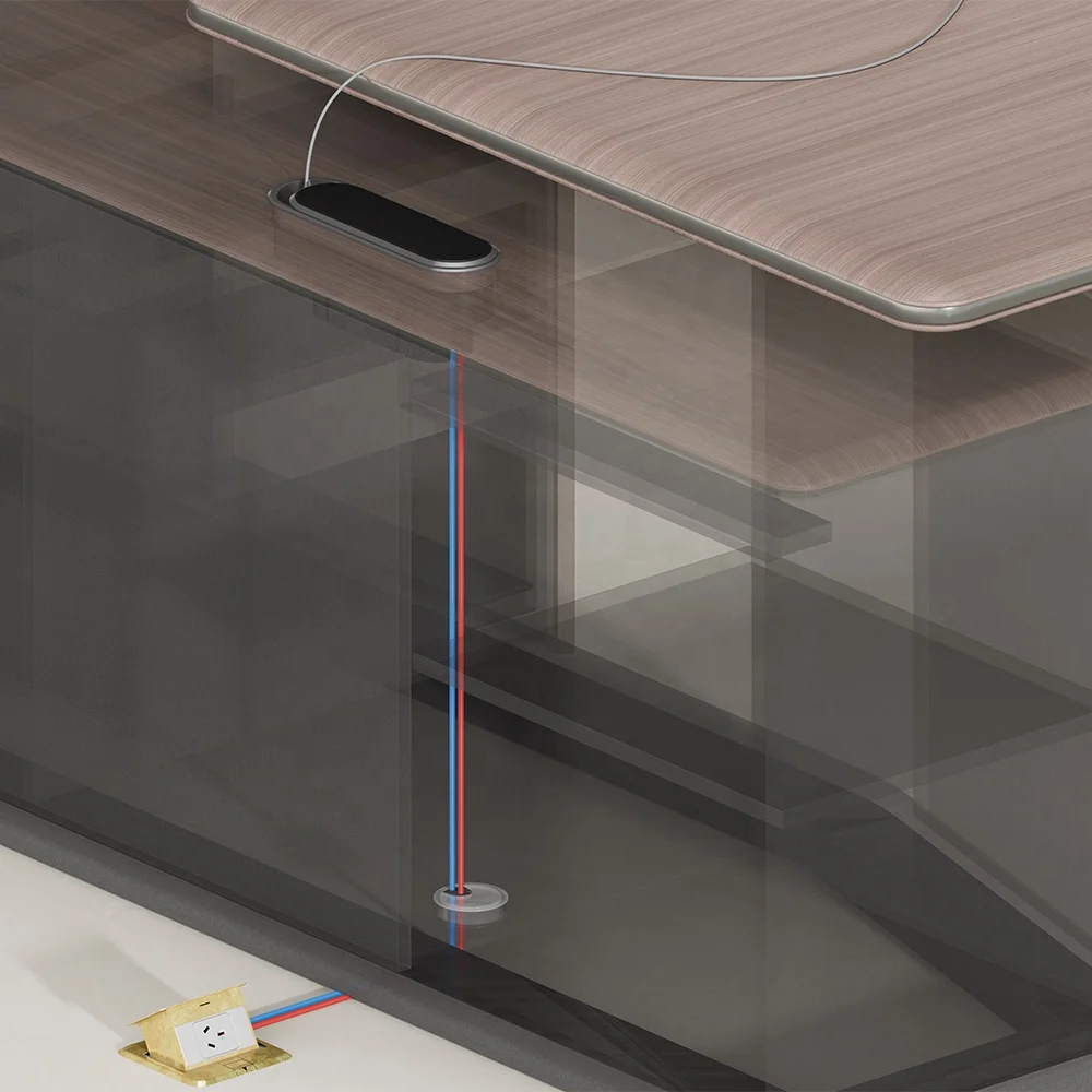 Luxury Modern PVC Laminate Executive Office Desk With Cabinet High Quality Wooden Working Table Office Furniture Modular Design