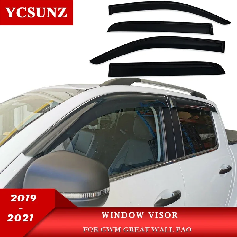 Side Window Visor For GWM Great Wall Pao Great Wall Poer Power 2019 2020 2021 2022 Window Deflector Sun Rain Guard Pick Up Truck