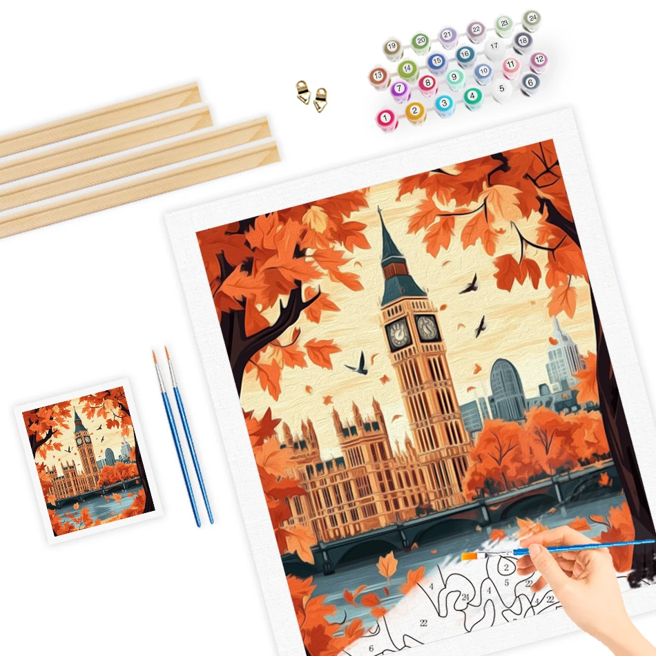 RUOPOTY Diy Oil Painting By Numbers For Beginner Simple hand drawn landscape Easy Artwork Picture Drawing Canvas Home Decoration