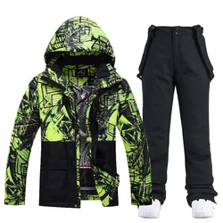 New Warm Ski Suits for Men Winter Windproof Waterproof Snowboarding Suit Male Snow Mountain Skiing Jacket Overalls