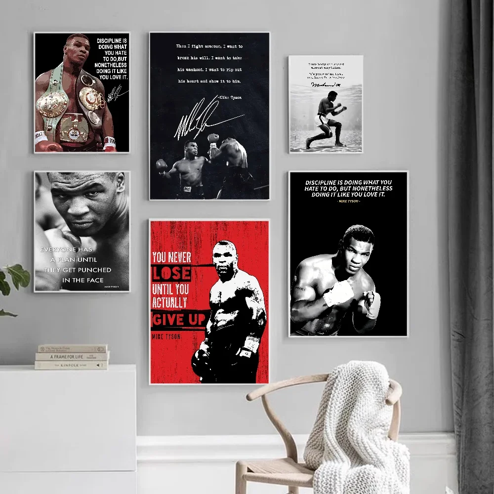 Mike Tyson Muhammad Ali Motivational Quote Poster Sticky Wall Art Printing Waterproof Home Living Bed Room Bar Aesthetic Decor