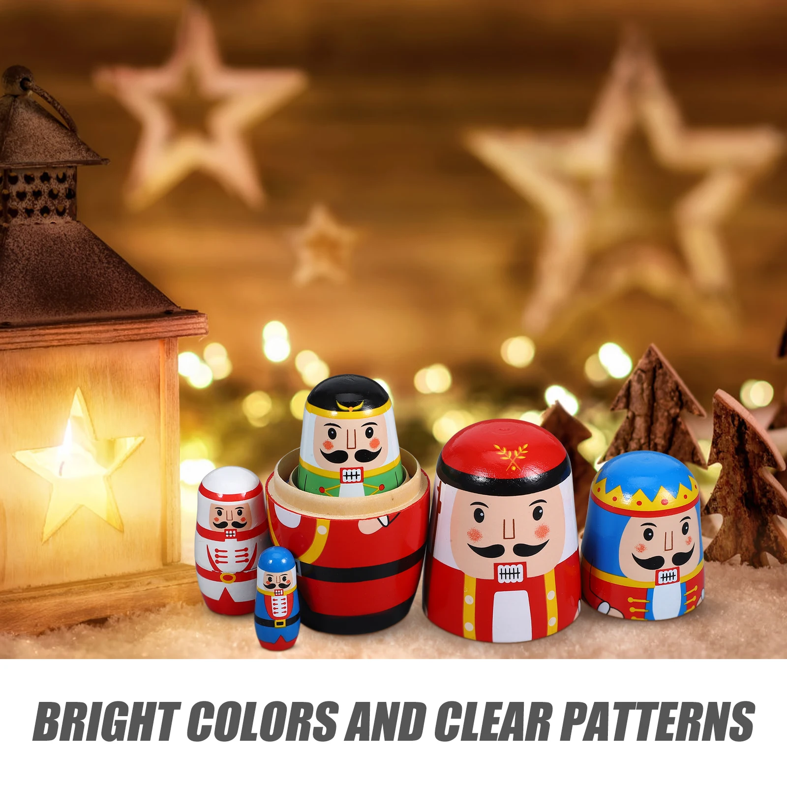 1 set Schiaccianoci Bambole di nidificazione Matrioska di Natale Desktop Legno Regalo russo per bambini adulti Divertente giocattolo impilabile