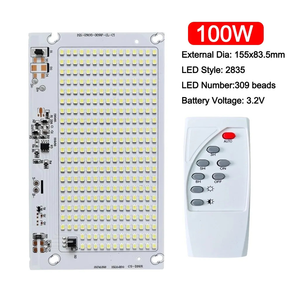 

1 шт. SMD-лампа 2835, светодиодные чипы, высокая яркость, 10 Вт/15 Вт/25 Вт/40 Вт/60 Вт/100 Вт, световая панель с пультом дистанционного управления, белый свет