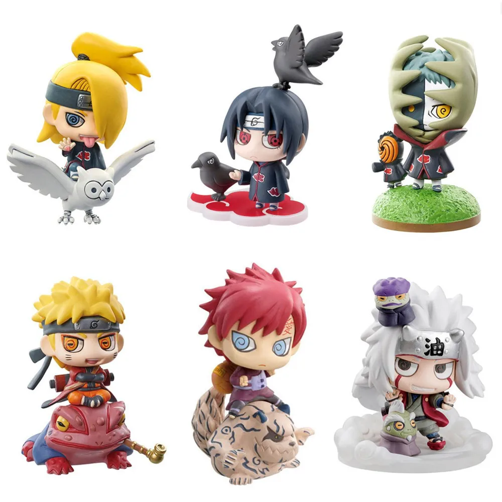 2 Pcs Anime Naruto Statue Action Figures Kakashi Gaara Sasuke Itachi Deidara 3D Scene Design PVC Model Collection Kid Gift Toy