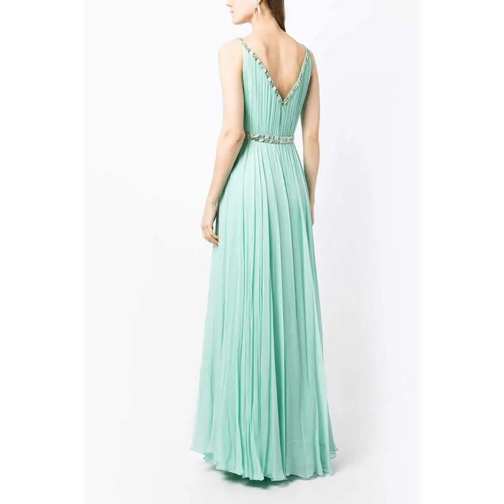 YUMDAI Sweet Aqua Halter Ball Dress Sparkle Rhinestone Bridal Evening Dress Chiffon Bridesmaid Gown 2023 Special Occasion Dress