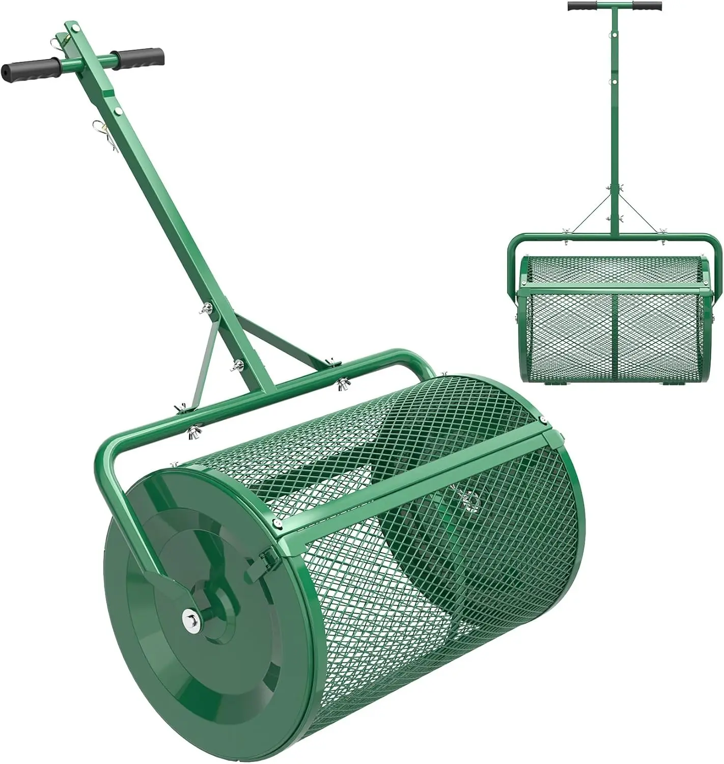 

Compost Peat Moss Top Soil Spreader With Adjustable Heights Metal Mesh Push Tow