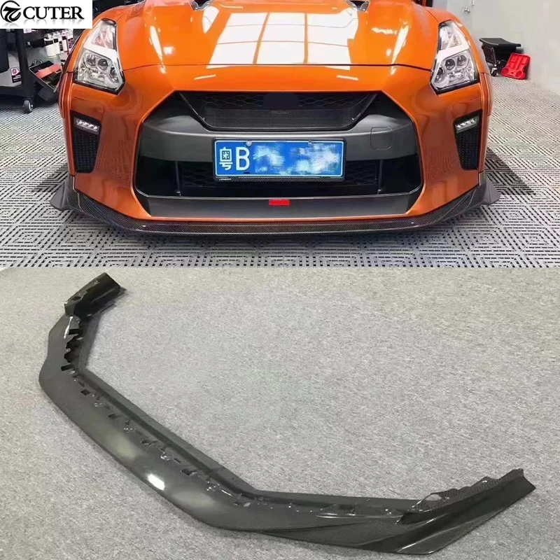 GTR R35 V Style Carbon Fiber Front Bumper Lip Splitter for Nissan Gt-r R35 Car Body Kit 2017