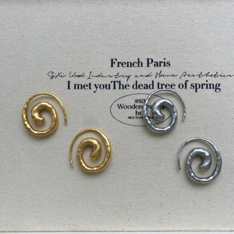 Swirling spiral hoop earrings for women minimalist simple earrings minimalist simple jewelry new in 2025