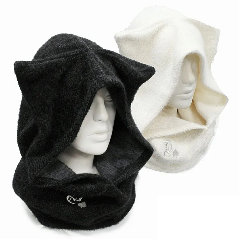 

Japanese Harajuku Yabi Y2K Embroidery New Plush Diablo Series Student Male Female Youth Cat Ears Hat Scarf for Women