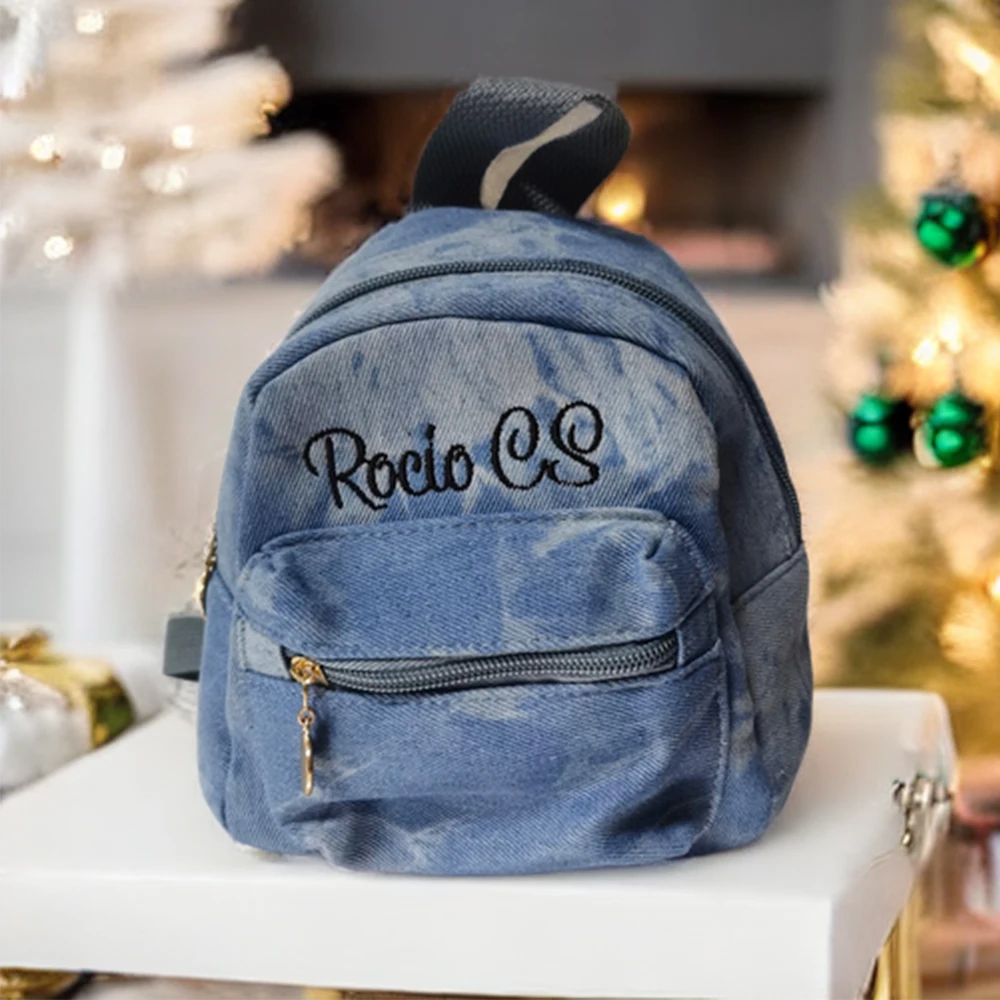 

Custom Denim Fashion Backpack Women's New Mini High Quality Leisure Backpack Embroidery Name Shoulder Bag Unique Gifts for Girls