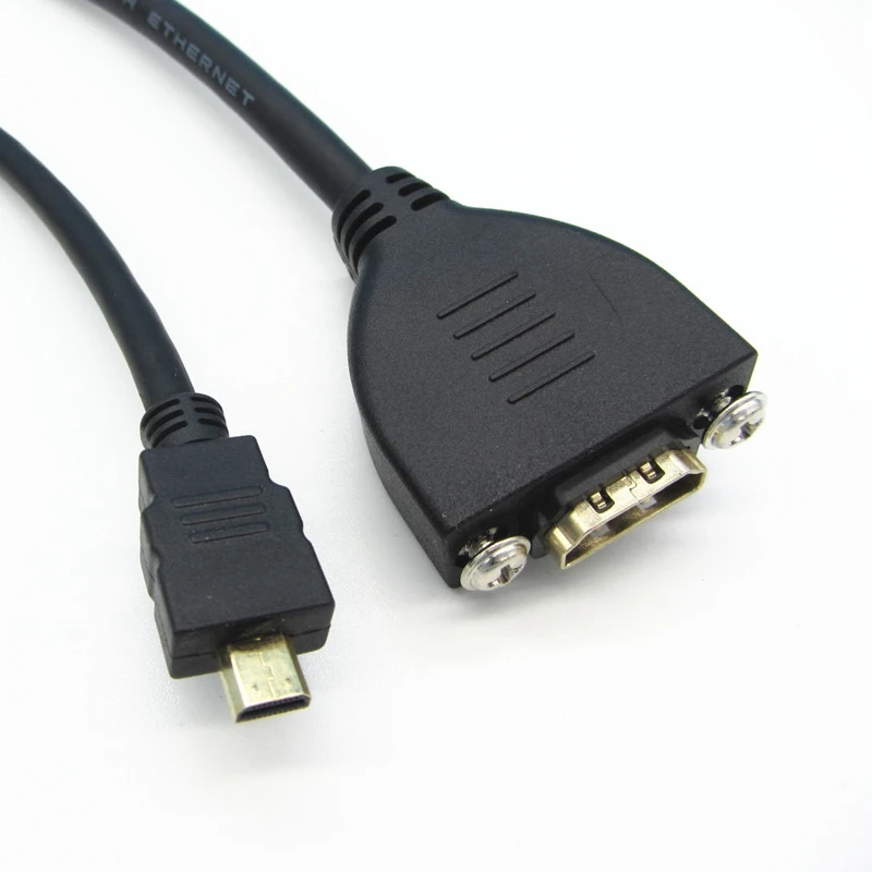 4K Micro Mini HDMI - Compatible With 2.0 male female M/F F/F HD Extension Cable with Screw Holes for Fixing Panel Cables