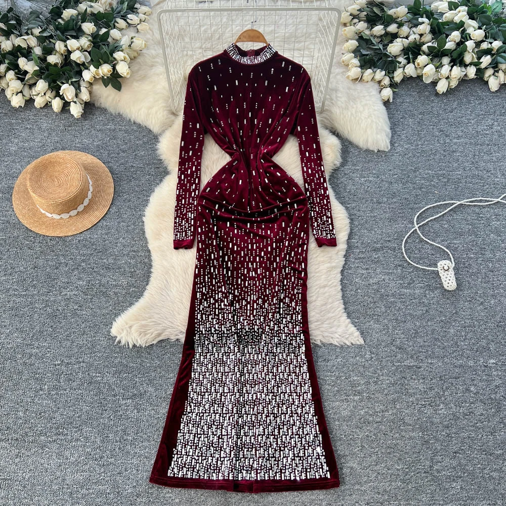 

Сексуальное элегантное тонкое платье-карандаш с длинными рукавами, Vestidos, осенняя корейская мода, винтажная женская одежда