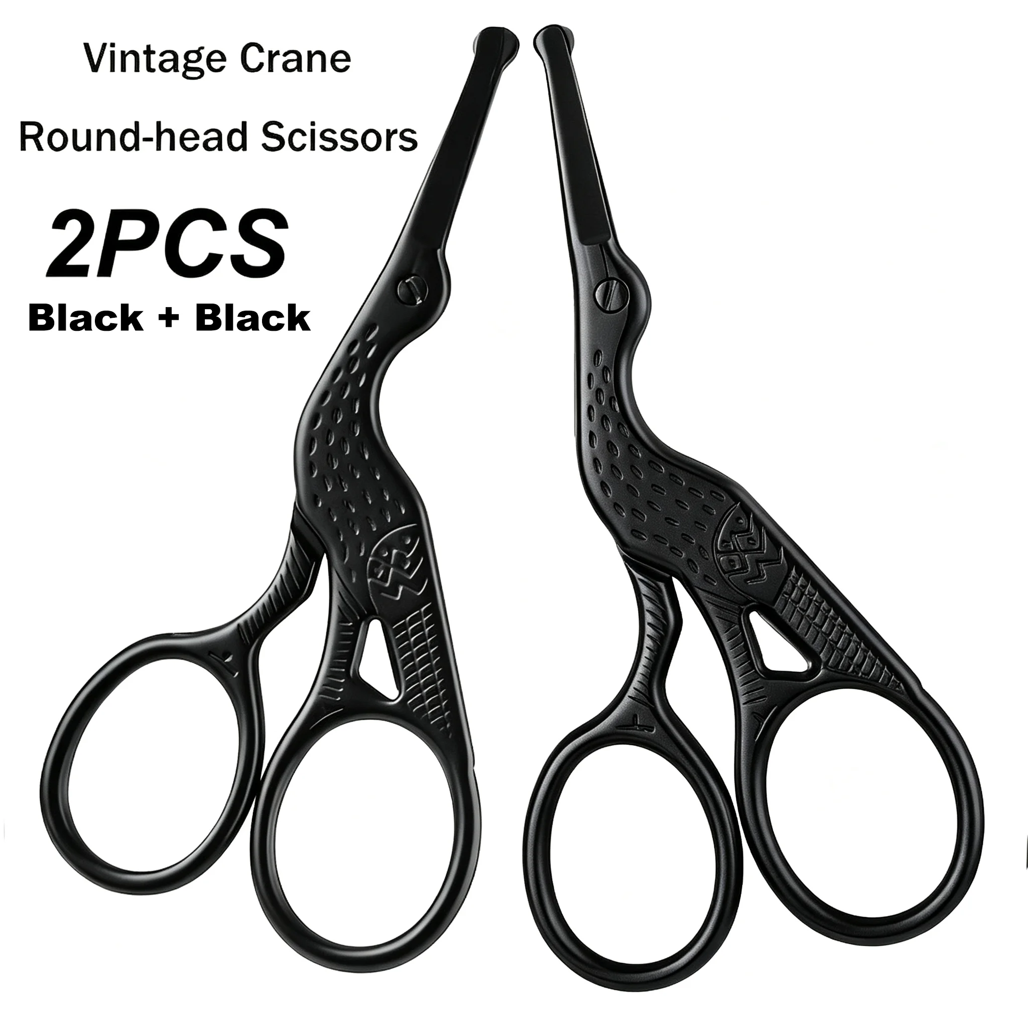 1/2pcs Stainless Steel Round Head Beauty Scissors Nose Hair Scissors, Crane-Shaped Nose Hair Scissors, Safe Nose Hair Trimmer
