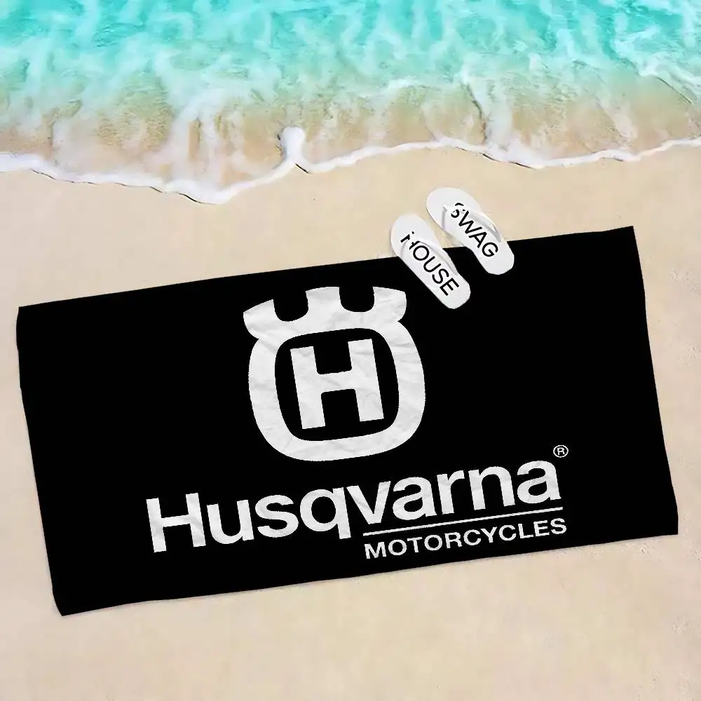 H-Husqvarna Logo Microfiber Printed Beach Towel Mountain Climbing Yoga Beach Swimming Running Absorbent Soft Towel view 5