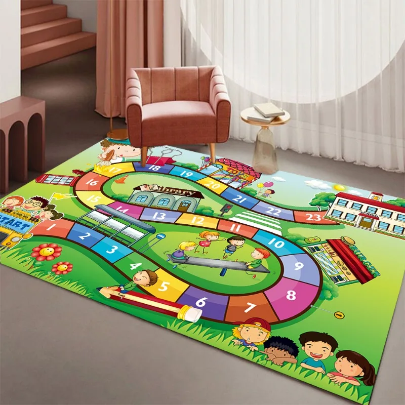 Train Digital Carpet Fashion Bohemian Bedroom Home Decoration Outdoor Luxury Children Map Crawling Pad Bedroom Anti Slip Carpet