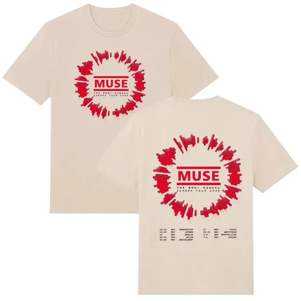 Rock Band T-Shirts Summer Y2k Fashion Top MUSE The Wow! Signal Europa Tour 2026 T Shirts Casual Loose Tees Unisex