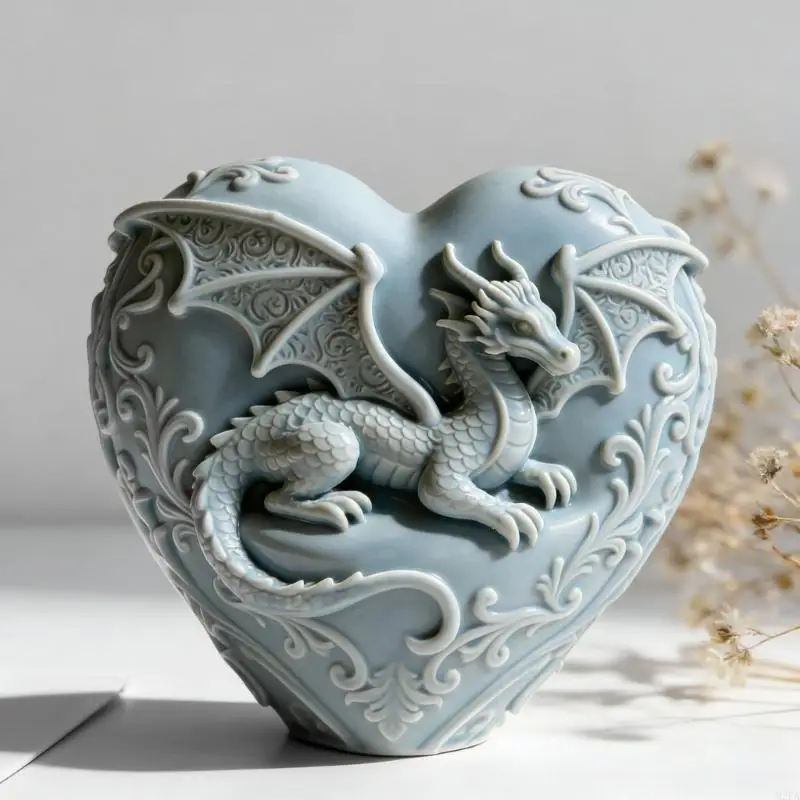 2026 New Heart Flying Dragon Mold Heat Resistant Silicone Texture Soap Molds