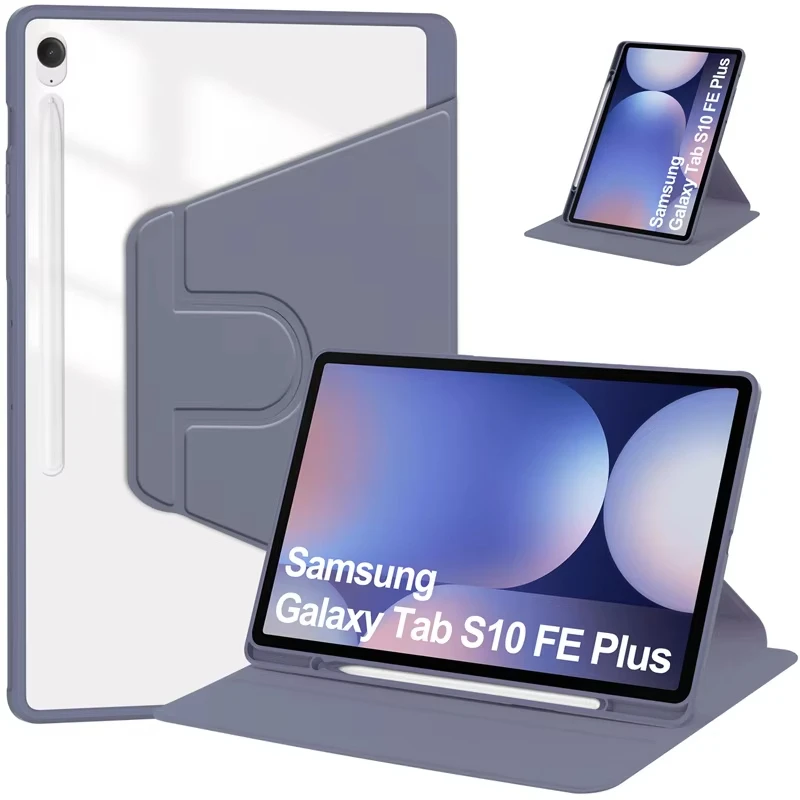 

360 Rotating Acrylic Stand Cover For Samsung Galaxy Tab S10 S9 FE S6 Lite Tab A9 A8 Plus S8 S7 FE 12.4in Cover With Pen Holder
