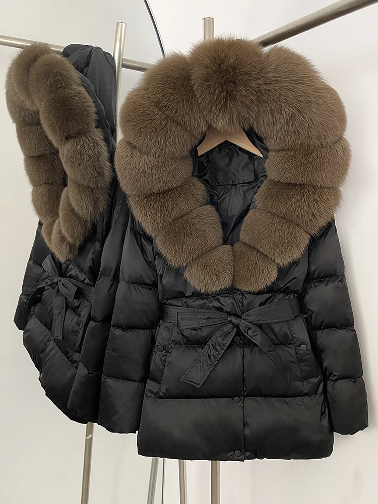 OFTBUY Winter 90% Duck Down Jacket Women Luxury Large Natural Silver Fox Fur Hooded Thick Warm Female Parkas Waterproof