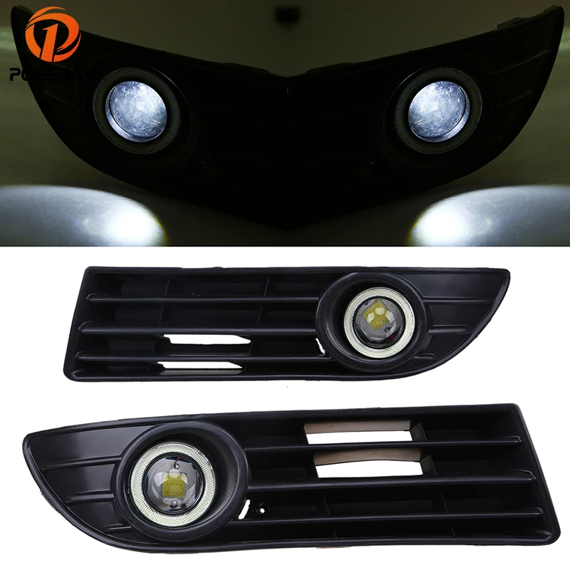 

POSSBAY Car Front Lower Bumper Fog Lights White 12V Foglamps for VW Polo MK4 9N3 2005 2006 2007 2008 2009 Facelift Daylight