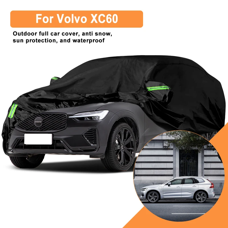 Full Car Cover For Volvo XC60 All Weather Outdoor Snow Sun UV Dustproof with Reflective Strips Wind Straps