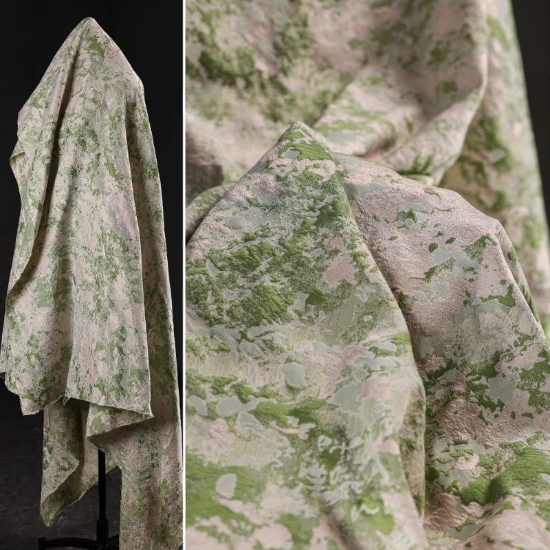 Two Tone Mottled Texture Jacquard Fabric Gradient Texture Coat Retro Artistic Chinese Style Handmade Clothing Design Fabric