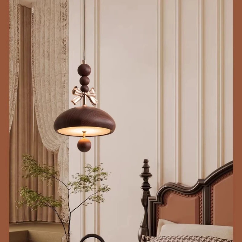 

Vintage Wooden Pendant Light Decor Retro Mushroom Shape Hanging Lamp Ceiling Light for Bedroom kitchen Home Decor Chandelier